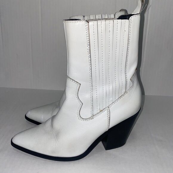 ALDO Women's Shoes Drerissa Leather Pointed Toe Ankle Cowboy White 7.5 - Picture 2 of 7